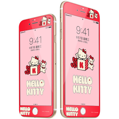 

Отличный плюс подлинный HelloKitty Apple iPhone7 закаленный полный охват мультфильм защитная пленка телефона 3D мягкий край анти-сломанной фильм хлопок конфеты кайт красный