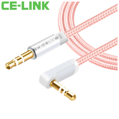 

CE-LINK 2461 Car AUX cable elbow 05 m 35mm stereo audio cable connection for mobile phone flat panel amplifier MP3 DVD rose gold