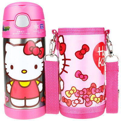

【Jingdong Supermarket】 HELLO KITTY Hello Kitty Cat Insulation Cup Children's Suction Water Cups Male Female Students Stainless Steel Kettle (with cups) 350ML Pink