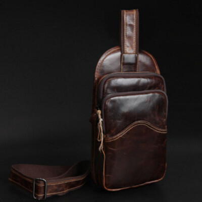 

Men 's Casual Bags Necklace Leather Wax Belt Shoulder Bag Casual Messenger Bag as gift for men