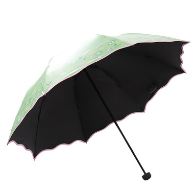 

Paradise umbrella perfect travel mercerized velvet black silk silk twisted three fold mushroom princess sunny umbrella sun umbrella green 33190E