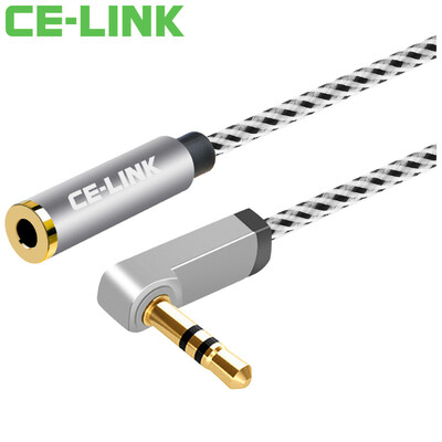

CE-LINK 2539 3,5 мм стерео аудио удлинитель локоть 1,5 м автомобиль AUX кабель удлинитель для наушников PP пряжа применяется к мобильному телефону плоское серое серое