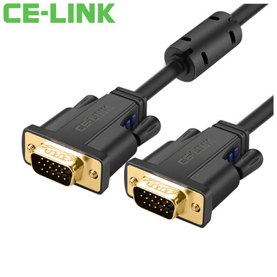 

CE-LINK VGA-кабель (3 + 6) 2 м с магнитным экранированным экраном HD-видео кабель с подключенным дисплеем проектора HD-видео кабель черный A1860