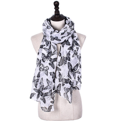 

2017 New Fashion Summer Beach Scarves Cartoon Cute Butterfly Women Thin ventilate Silk Scarf Cappa Sun Block Voile Shawl Girl Gift