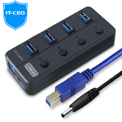 

IT-CEO 4-port USB30 splitter high-speed expansion of a drag more than four interface converter notebook desktop computer HUB hub black W1HUB-4U3S