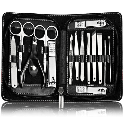 

For nail clippers set red&black leather 15 pieces nail clippers to send family friends gifts nail clippers nail file paronychia special pedicure knife nail tools kit