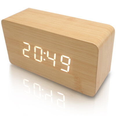 

Innov alarm clock voice control three groups creative large screen alarm clock wood color