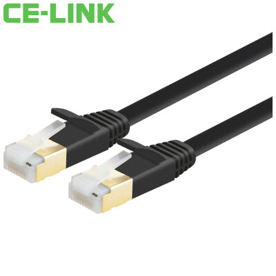 

CE-LINK CAT7 плоский кабель 2 м семь типов высокоскоростной двойной экранированный плоский кабель перемычки SSTP сетевой маршрутизатор компьютер сетевой кабель 24K позолоченный черный A1539