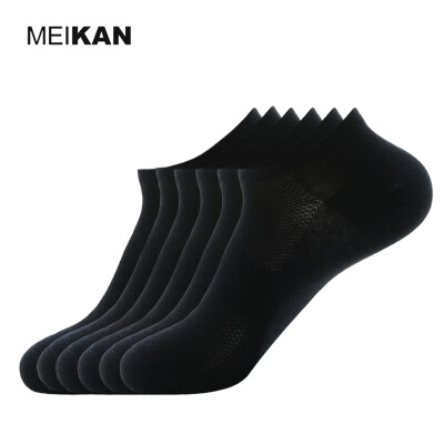 

MEIKAN Mens Breathable Black Boat Socks 6 Pairs/lot