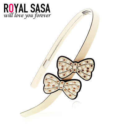 

Royal Sasa headdress hair accessories pressure hair band toothpicks acetate plate imitation crystal bow headband beige