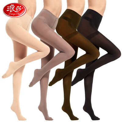 

Jingdong supermarket] Langsha stockings female spring and autumn through velvet pantyhose high elastic shells sexy bottom socks four pairs of skinned gray two