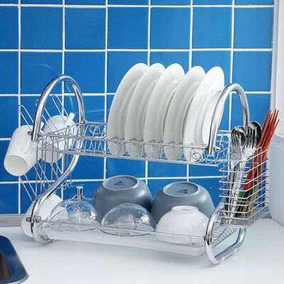 

Europe run Zhe dish rack 16-inch luxury PLUS version S-type double-layer dishes storage shelves