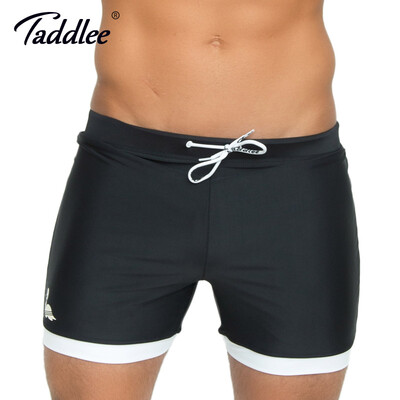 

Taddlee Brand Mens Swimwear Swimsuits Swim Boxer Trunks Long Solid Color Black Board Surf Shorts Big Size XXL Traditional Trunk