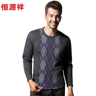 

Hengyuanxiang thermal underwear men Lingge printing thickening plus cash underwear lengthened wool knee pads warm pants suit light gray l 17095