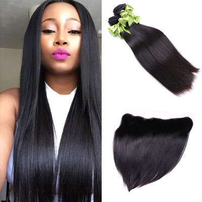 

Lace Frontal Closure Malaysian Virgin Hair With Closure 3 Bundles With Lace Closures 7A Grade Human Hair Weave With Closure