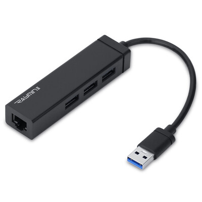 

Rui Ming HB3002BK USB splitter 30 cable network card network adapter USB to RJ45 interface support Apple Mac smart box flat&other black
