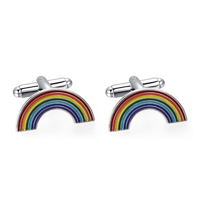 

Yoursfs@ Stainless Steel Colorful Rainbow Men's Business Wedding Cuff Links for Men's Luxury