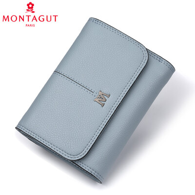 

Montagut MONTAGUT wallet female short section Korean version of the mini sweet lady casual simple ticket clip buckle female small wallet R2322611034 blue