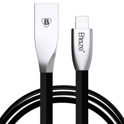 

BIAZE Apple 876 Data Cable Zinc Alloy 12m Black Phone Charger Line Power Cord iPhone5 6s 7 Plus 8 X New iPad Air Mini K8