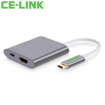 

CE-LINK Type-C to VGA Adapter+USB 3.0 Hub/Type-C to HDMI Adapter+USB 3.0 Hub (Rechargeable