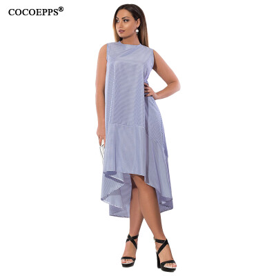 

COCOEPPS Summer New Straped Women Dress 2017 Fashion Plus Size Female Big Size Long Dresses Casual Loose Blue Vestidos 5xl 6xl