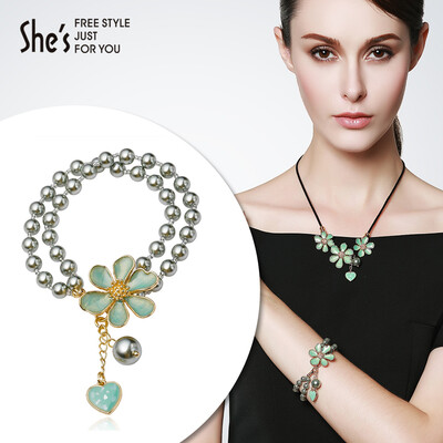 

shes Qian Zi jewelry bracelet gift hand drip flower bracelet practical green
