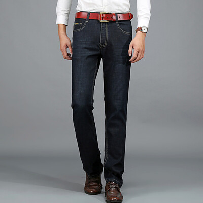 

Battlefield Jeep Jeans Men Business Casual Straight Lumbar Necklace Slim Pants Male 5822 Black Blue 40