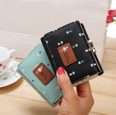 

Fashion new PU leather three fold lady wallet short paragraph cute little wallet wallet wallet