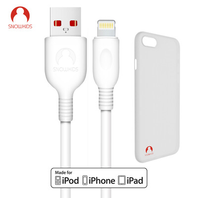 

Snowkids Apple, MFi кабель сертификации данных комплект (кабель + белый классический белый телефон оболочки) подходит для iPhone7