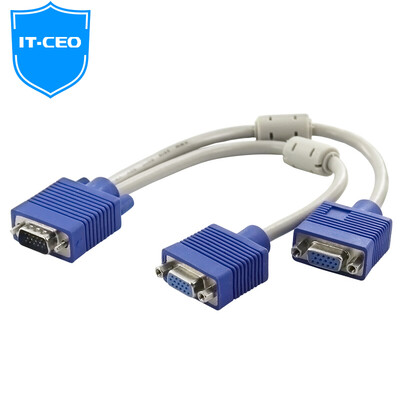 

ИТ генеральный директор V08V2 HD кабель VGA TV PC 3 + 6 медные линии кабельной линии Проектор Дисплей видеосигнала двойное кольцо штырь / штырь 2,5 м Черный