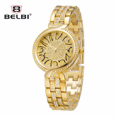 

2016 BELBI Luxur Brand Watches Women's Watches Gold Rhinestone Quartz-watch JAPAN PC21 Movement Famous Relogio Feminino Montre