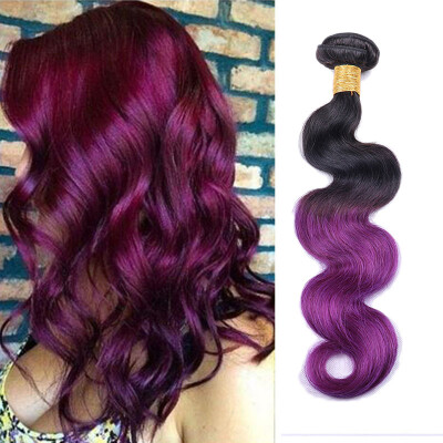 

Ombre Brazilian Hair Bundles 1B/Purple Remy Body Wave Weaving Natural Human Hair Weave Bundles 1PC Extension