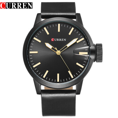 

CURREN luxury top brand new fashion black quartz men's watch leather strap montre homme Wrist Sports Military Army Relogio 8208