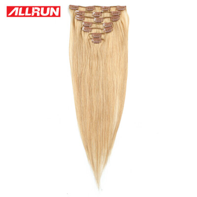 

Allrun #27 Blonde Brazilian Hair Clip In Human Hair Extensions Straight 70g 7pcs 16 Clips Free Shipping