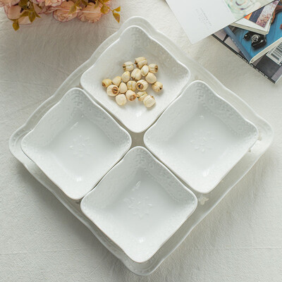 

Porcelain craftsmen European fruit plate dry fruit plate creative fashion multi-candy dish dish five discs