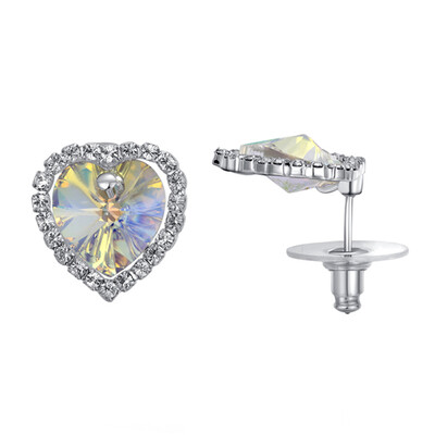 

Yoursfs @ Love Heart Cubic Zirconia Розовое золото Цветные серьги с сердечком CZ Stone Модные украшения для женщин Серьги оптом