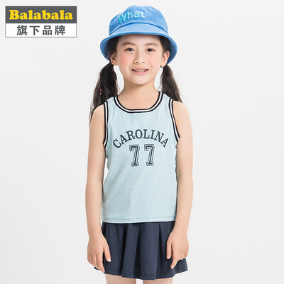

Babi Buddy Badibadi Girls Set Letter Print Sleeveless Skirt Two Piece Sky Blue 120