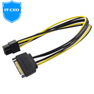 

IT-CEO Y1XK-1 SATA power 15p to 6P адаптер для видеокарты с обратной связью 15-контактный 6PIN видеокарта цвет шнура питания