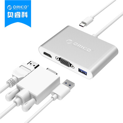 

ORICO (ORICO) RCHV USB3.0 разветвитель поддерживает тип-с трансфицировали HDMI / VGA удлинители преобразования части концентратора MACBOOK серебра алюминий HD