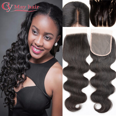 

Top Lace Closure Brazilian Human Hair Body Wave Lace Closures Bleached Knots 4*4 inches Original Virgin Human Hair Free Shipping