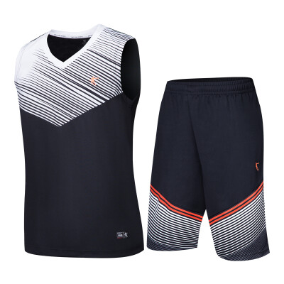 

Qiaodan Men&39s Knitted Basketball Set Basketball Suit Set XNT2372119 Eclipse Blue L