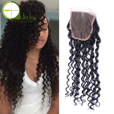 

Brazilian Deep Wave Virgin Hair 100% Lace Closure 4*4 Human Hair Cheap Free/Middle/Three Part 1Pcs Lace Closure Natural Color