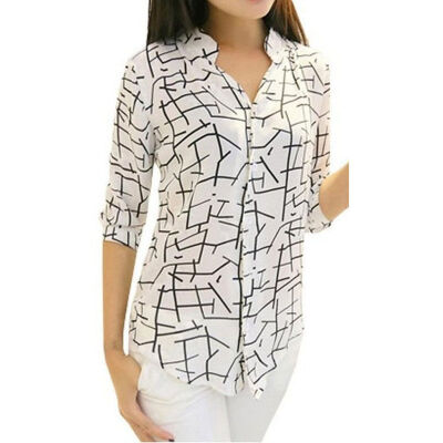 

Womens Lady Loose 34 Sleeve Chiffon Casual Blouse Shirt Tops Fashion Blouse