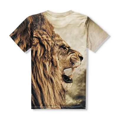 

Summer new menswear lion digital printing 3 dt T-shirt custom set of head with round collar couples t-shirts with short sleeves