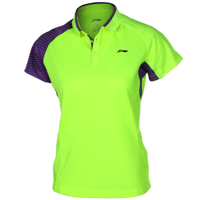 

Li Ning LI-NING Badminton Top Sports Short-sleeved Lapel Sportswear AAYJ158-1 Female Fluorescent Green S