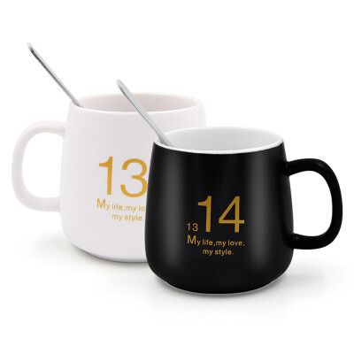 

Oriental Fable Coffee Cup Ceramic Couple Mug 1 with Spoon Color Random