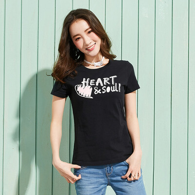 

Semir Semir short sleeve T-shirt summer round neck print Korean version of the cotton half-sleeved T-shirt 12216000005 black