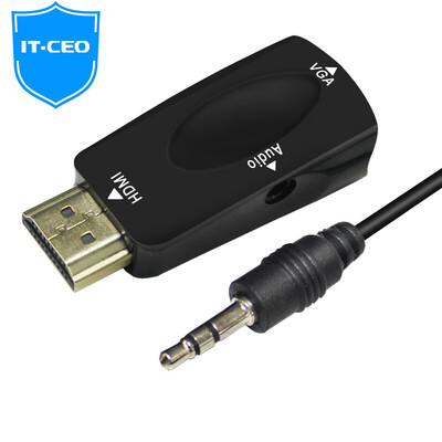 

IT-CEO hdmi to vga converter HD video adapter with 35mm audio cable computer TV box projector display cable male female V7XF18