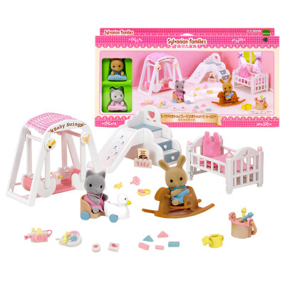 

Sambler family Japanese brand princess toy girl doll house simulation forest family flocking dolls - cat bunny room suite SYFC17058