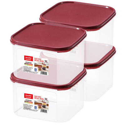 

JEKO&JEKO plastic storage box storage box refrigerator storage crisper 3L 4 Pack moisture-proof kit square seal box brown SWB-5442